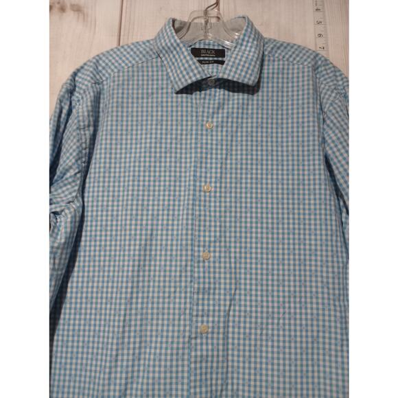 Saks Fifth Avenue Shirt‎ Mens XL Gingham Check Slim Fit Long Sleeve Dress Shirt - Picture 2 of 10